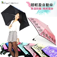 【雙龍牌】小薔葳蕾絲降溫超輕細自動開收傘(色膠自動傘防曬晴雨傘防風陽傘折傘B6177)櫻花粉