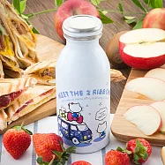 【OTTO】Hello Kitty 真空保溫保冷牛奶瓶350ml-白(含矽膠防刮杯套)經典純白