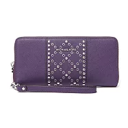 MICHAEL KORS 鉚釘皮革拉鍊長夾-紫色(現貨+預購)紫色