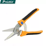 台灣製ProsKit寶工AISI410不鏽鋼200mm剪刀8PK-SR007(TPR防滑大長省力長手把)適園藝皮革地毯薄鋁板塑膠管