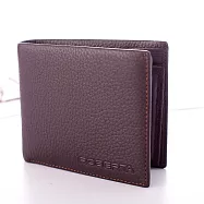 【Roberta Colum】法國荔枝紋軟牛皮可拆式左右翻卡片夾短夾咖啡色