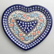 波蘭陶 典雅花團系列 愛心造型餐盤 波蘭手工製