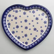 波蘭陶 雪白冰花系列 愛心造型餐盤 波蘭手工製