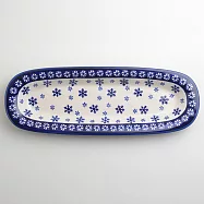 波蘭陶 雪白冰花系列 長方形餐盤 13X37cm 波蘭手工製