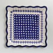 波蘭陶 藏青小卉系列 方形餐盤 24cm 波蘭手工製