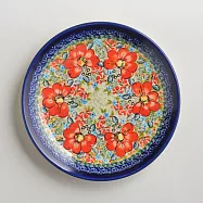 波蘭陶 繽紛紅卉系列 淺底圓形餐盤 19cm 波蘭手工製