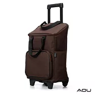 AOU 台灣製造 高防水耐重布料 時尚輕巧購物車 菜籃車 載運車(咖啡)29-022D4