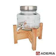 【ADERIA】日本進口時尚飲料桶 2L (不鏽鋼水龍頭附原木架)