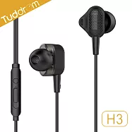 Tuddrom小魔鴨 H3 震撼低音雙動圈入耳式線控耳機黑