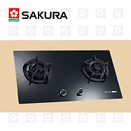 【櫻花牌】黑色二口小面板易清檯面爐 G-2522G (天然瓦斯)