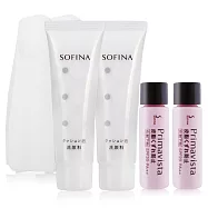 SOFINA 蘇菲娜 Primavista 零油光妝前修飾乳SPF20‧PA++(升級版) (5ml)X2+彈力泡泡潔顏乳(30g)X2-公司貨