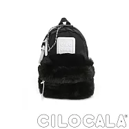CILOCALA 限量版-亮彩尼龍毛毛防潑水後背包 (迷你) 黑