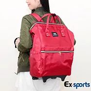Ex-Sports亞克仕 後背包-行李箱袋-附拉桿紅色