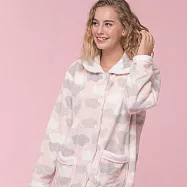 【皮爾卡登】粉橘雲朵法蘭絨睡袍