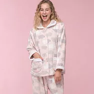 【皮爾卡登】粉橘雲朵法蘭絨居家服