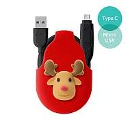 iDualink 二合一雙頭傳輸線 ( Type-C ) - 麋鹿先生/派提鴨/企鵝小丸麋鹿先生