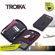 德國TROIKA防RFID防NFC旅行包 信用卡防盜刷錢包TRV90/DG防側錄個資護照包-深灰色(共有9個袋子/多夾層)護照夾旅行收納包機票夾信用卡夾安全隨身包