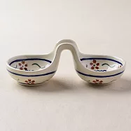 波蘭陶 紅點藍花系列 雙邊醬料碟 14.5cm 波蘭手工製