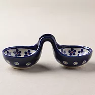 波蘭陶 藏青小卉系列 雙邊醬料碟 14.5cm 波蘭手工製