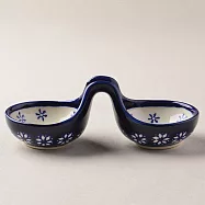 波蘭陶 雪白冰花系列 雙邊醬料碟 14.5cm 波蘭手工製