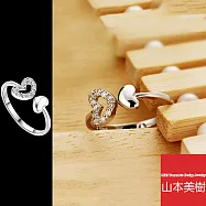 山本美樹 925銀鍍白金心心相印愛心開口戒指
