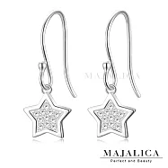 Majalica純銀耳環 星星戀曲 五角星造型 耳勾式 925純銀 淑女純銀耳環 PF8065銀色