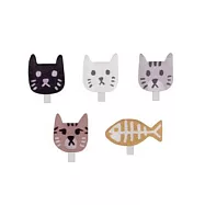 Snatch X 日日野餐 貓貓系列4貓1魚貼耳耳夾組 - 焦糖魚/ [PIKNIK] Cats & Fish Hand Made Ear Clips - caramel