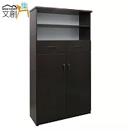 【文創集】羅亞 環保2.8尺塑鋼二抽二門鞋櫃/玄關櫃(5色可選)胡桃色