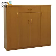 【文創集】多亞 環保4.3尺塑鋼四門單抽鞋櫃/玄關櫃(5色可選)原木紋