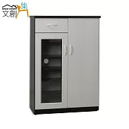 【文創集】羅迪 環保2.8尺塑鋼二門單抽鞋櫃/玄關櫃(4色可選)胡桃雙色