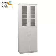 【文創集】羅迪 環保2.2尺塑鋼四門高鞋櫃/玄關櫃(4色可選)白色