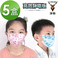 【淨新口罩 高效靜電版】台灣製2-6兒童立體口罩(藍熊/粉熊可挑色) 5盒組 關心流感、pm2.5粉熊