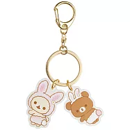 San-X 拉拉熊花園小兔子系列扣環鑰匙圈。懶妹+蜂蜜小熊
