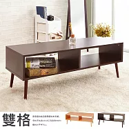 【誠田物集】MIT低甲醛日系120公分雙格收納茶几桌/和室桌/矮桌 胡桃色