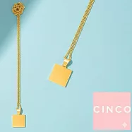 CINCO 葡萄牙精品 Janelle necklace 925純銀鑲24K金硬幣項鍊 素面正方款