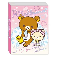 San-X 懶熊愛心泡泡浴系列折疊便條本。愛心泡泡