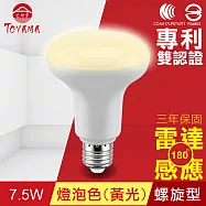 【TOYAMA特亞馬】LED雷達感應燈7.5W E27螺旋型 燈泡色(黃光)