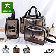 JIDA 360&deg;耐磨防水厚款半透明盥洗包/化妝包(大)29x21cm咖啡色