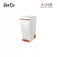 【日本岩谷Iwatani】kcud 日製雙色曲線長型腳踏垃圾桶(附輪)-33L -白紅