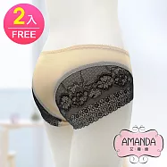 AMANDA艾曼達 涼感內褲 輕薄透氣蕾絲內褲M-L(F-買1送1)F(M-L)-粉2P