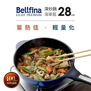 日本Arnest Bellfina鑽石深型不沾炒鍋28cm-海軍藍