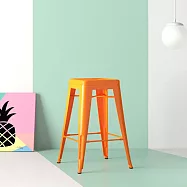 E-home Vali瓦力工業風可堆疊金屬吧檯椅-高61cm-橘色