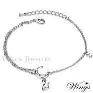 Wings 精鍍白K金手鍊《月亮上的精靈小貓》|輕奢設計款 可愛喵星人