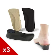 糊塗鞋匠 優質鞋材 B42 PU增高半墊2.5cm 3雙 A02黑色