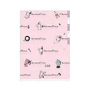 San-X 魔幻馬戲團無名花園系列五層分頁A4文件夾。粉