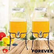 【日本FOREVER】夏天必備派對玻璃果汁飲料桶(含桶架)4L-雙入組