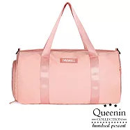DF Queenin日韓 - 乾濕分離獨立鞋袋肩斜背旅行健身包-共2色粉桃