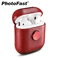 Photofast AirPods 指尖陀螺 旋轉皮革保護套 威尼斯紅