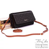 DF Flor Eden - 品牌真皮印花雙背帶拉鏈式功能長夾小包