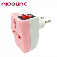 (2入組)NICELINK旅行萬用轉接頭-區域型 獨立開關-2組插座WSAII-9C粉